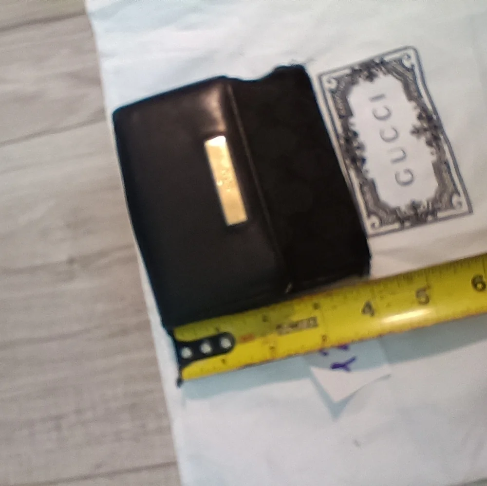 GUCCI W Hook Wallet GG Canvas Canvas x Leather Authentic